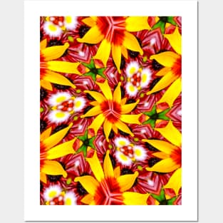 Happy Sun Flower Pattern Posters and Art